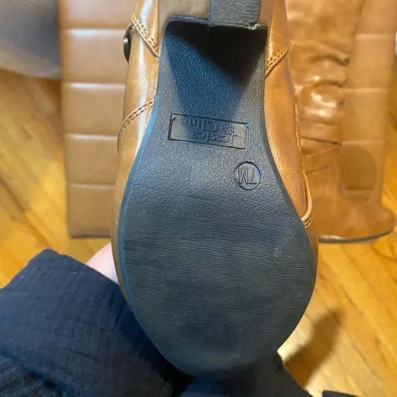 Brown Knee-High Boots with Buckle Detail - Picture 3 of 3